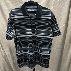 PGA tour, black and gray striped polo size M